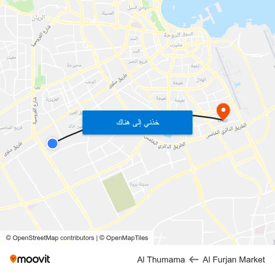 Al Furjan Market to Al Thumama map