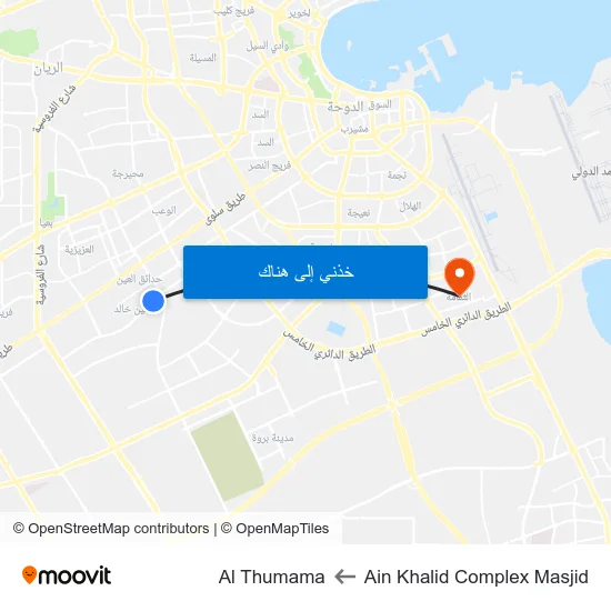 Ain Khalid Complex Masjid to Al Thumama map
