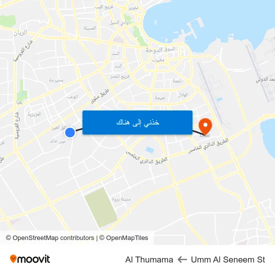 Umm Al Seneem St to Al Thumama map