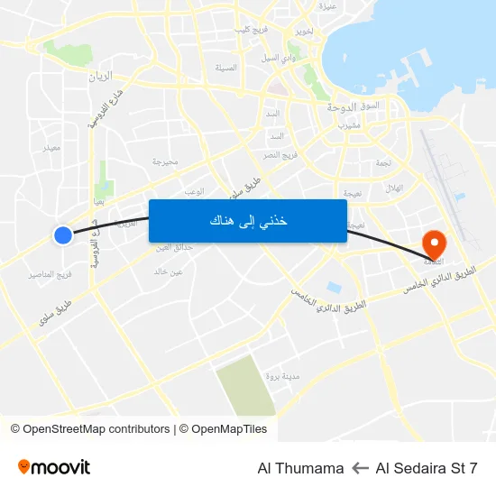 Al Sedaira St 7 to Al Thumama map