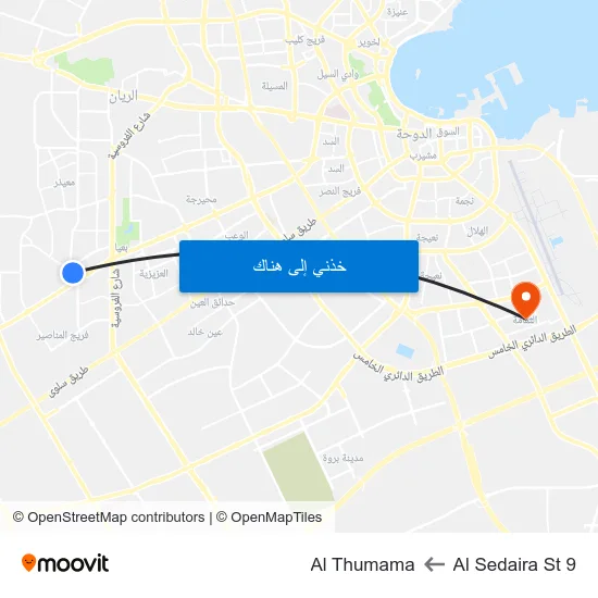 Al Sedaira St 9 to Al Thumama map
