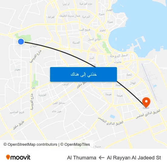 Al Rayyan Al Jadeed St to Al Thumama map