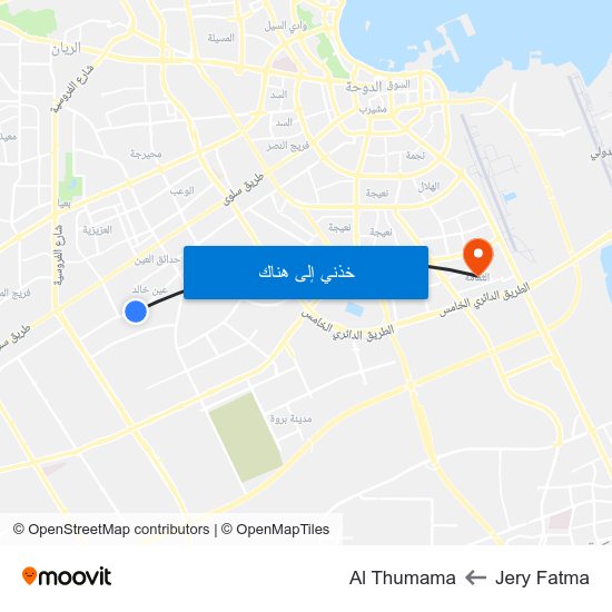 Jery Fatma to Al Thumama map