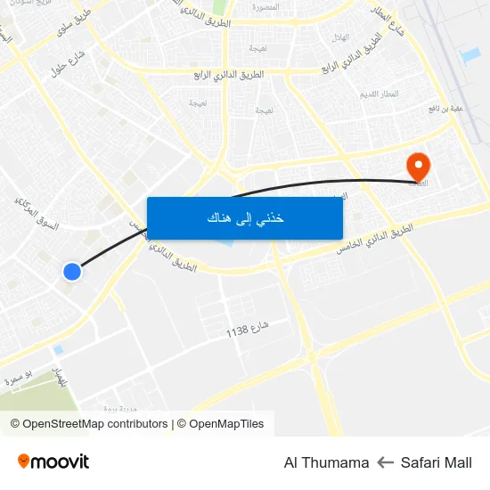 Safari Mall to Al Thumama map
