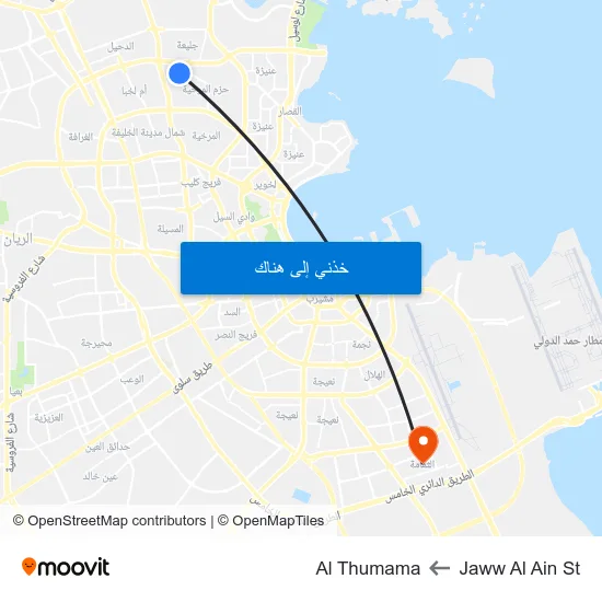 Jaww Al Ain St to Al Thumama map