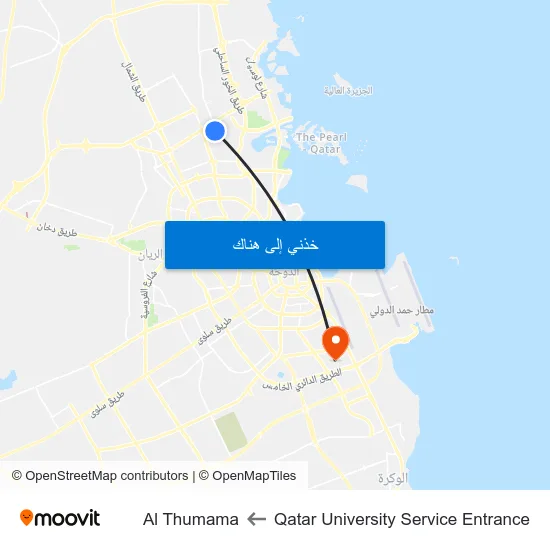 Qatar University Service Entrance to Al Thumama map
