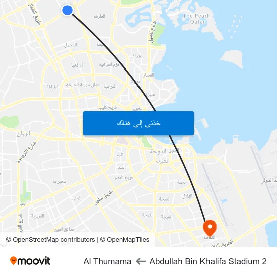 Abdullah Bin Khalifa Stadium 2 to Al Thumama map