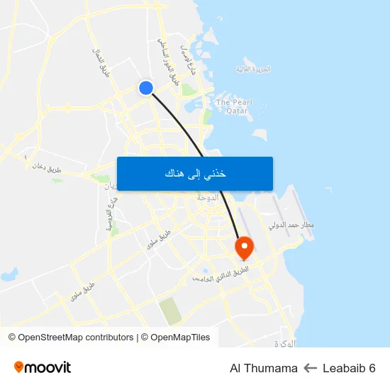 Leabaib 6 to Al Thumama map