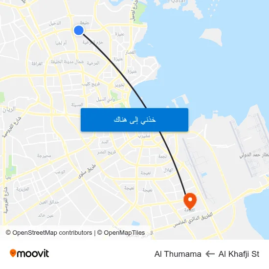 Al Khafji St to Al Thumama map