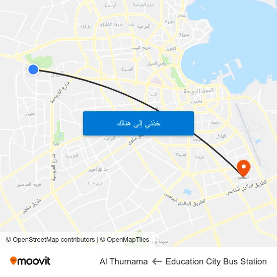 Education City Bus Station to Al Thumama map