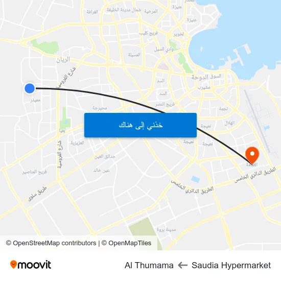 Saudia Hypermarket to Al Thumama map