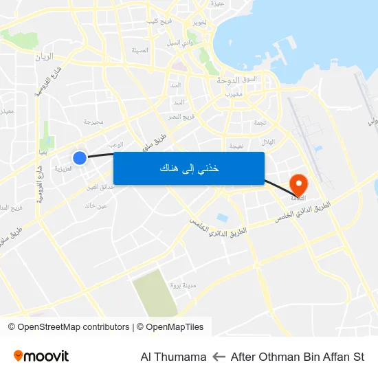 After Othman Bin Affan St to Al Thumama map