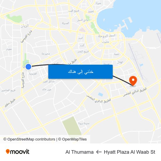Hyatt Plaza Al Waab St to Al Thumama map