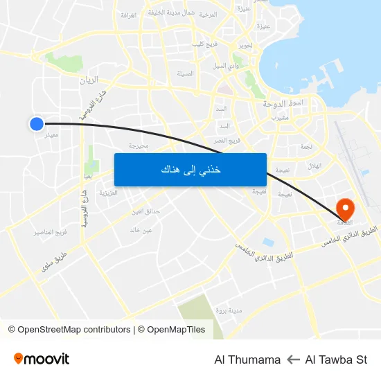 Al Tawba St to Al Thumama map