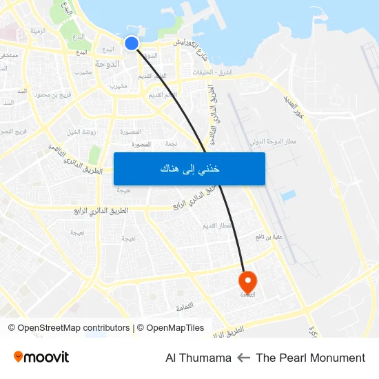 The Pearl Monument to Al Thumama map