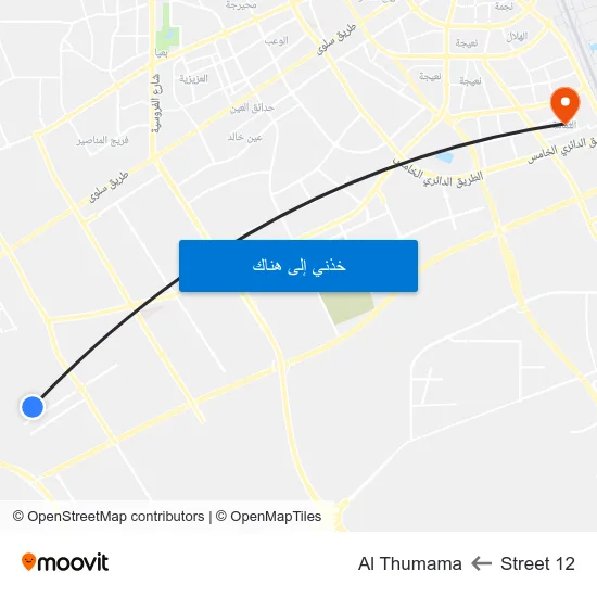 Street 12 to Al Thumama map