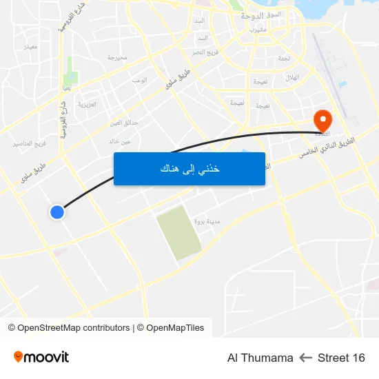 Street 16 to Al Thumama map