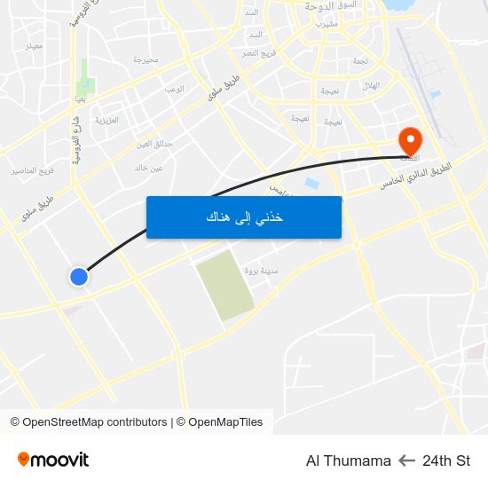 24th St to Al Thumama map