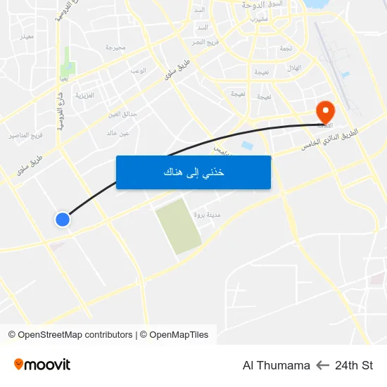 24th St to Al Thumama map