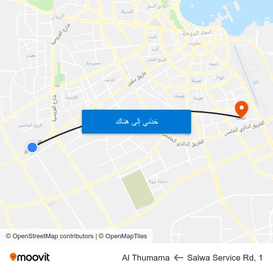 Salwa Service Rd, 1 to Al Thumama map
