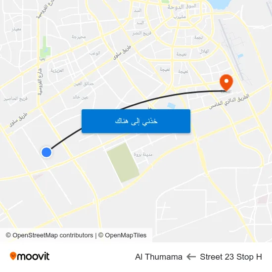 Street 23 Stop H to Al Thumama map