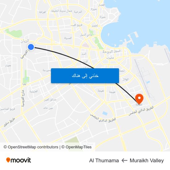 Muraikh Valley to Al Thumama map