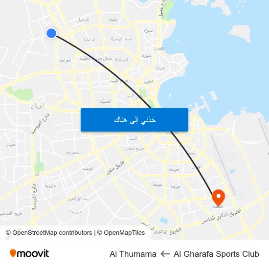 Al Gharafa Sports Club to Al Thumama map