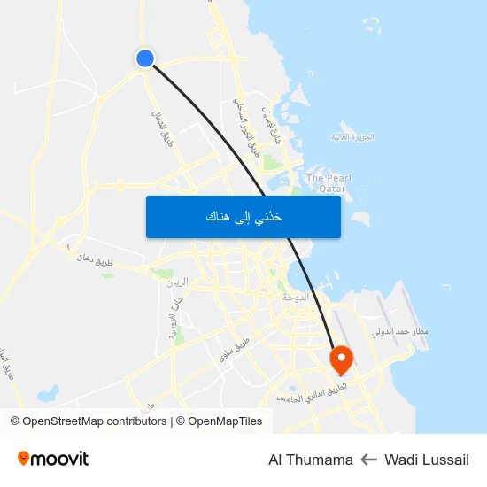 Wadi Lussail to Al Thumama map