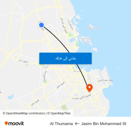 Jasim Bin Mohammed St to Al Thumama map