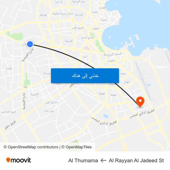 Al Rayyan Al Jadeed St to Al Thumama map