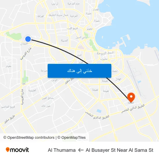 Al Busayer St Near Al Sama St to Al Thumama map