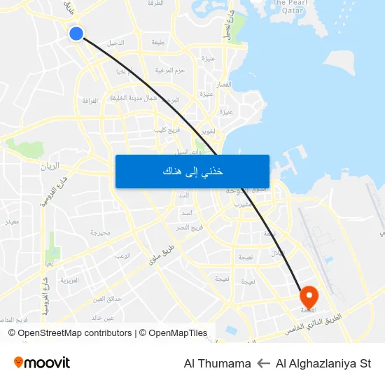 Al Alghazlaniya St to Al Thumama map
