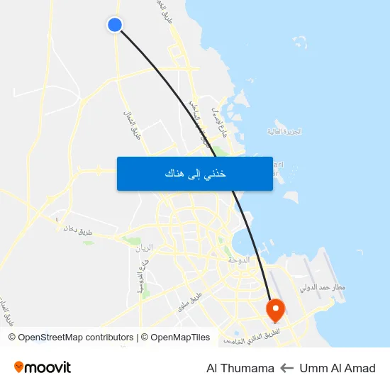 Umm Al Amad to Al Thumama map