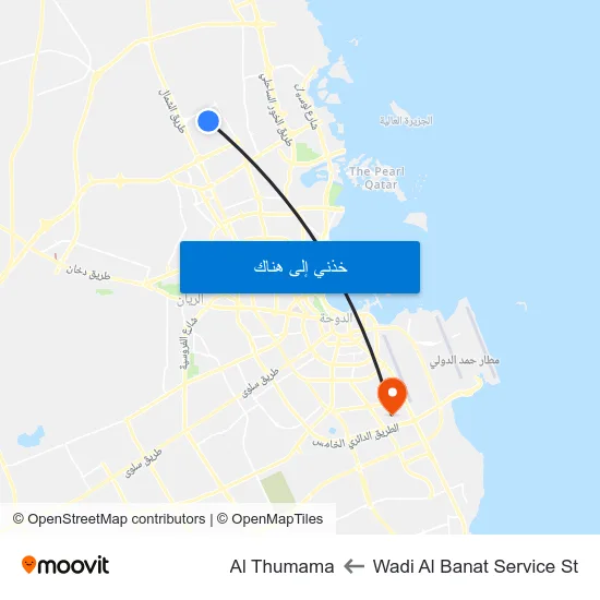 Wadi Al Banat Service St to Al Thumama map