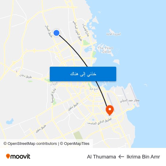 Ikrima Bin Amr to Al Thumama map