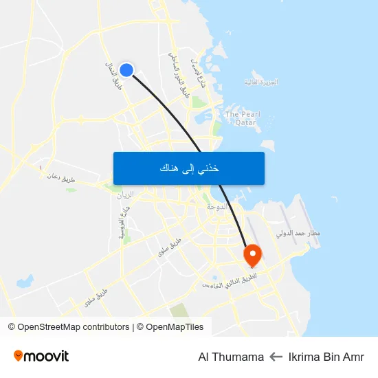 Ikrima Bin Amr to Al Thumama map
