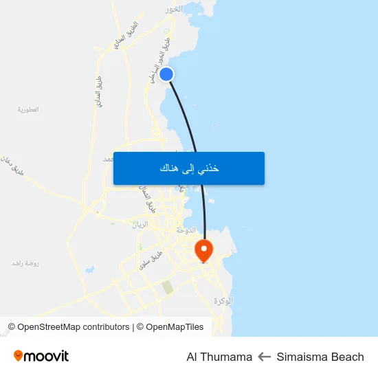 Simaisma Beach to Al Thumama map