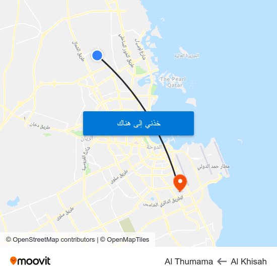 Al Khisah to Al Thumama map