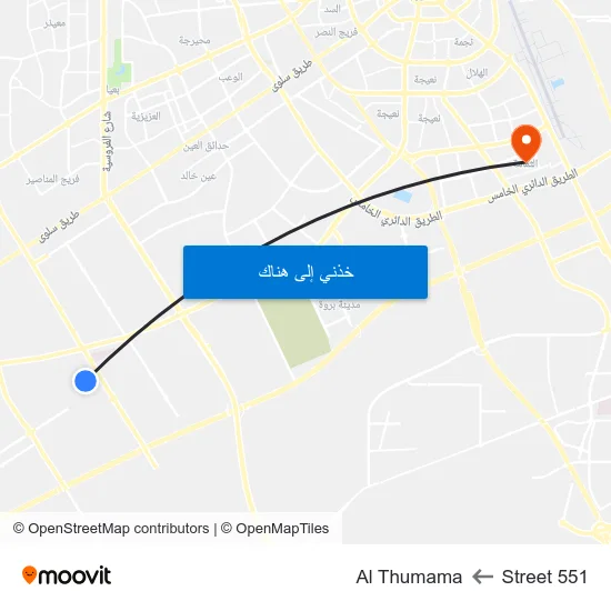 Street 551 to Al Thumama map