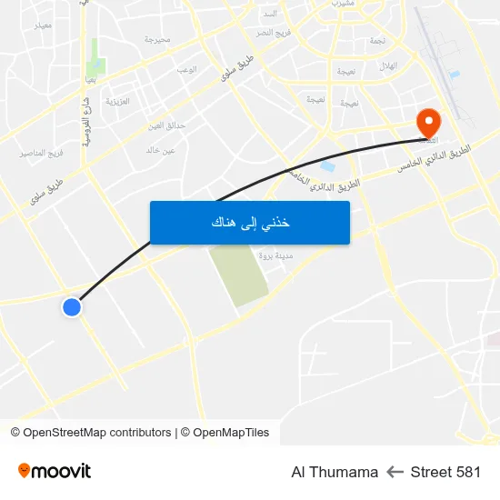 Street 581 to Al Thumama map