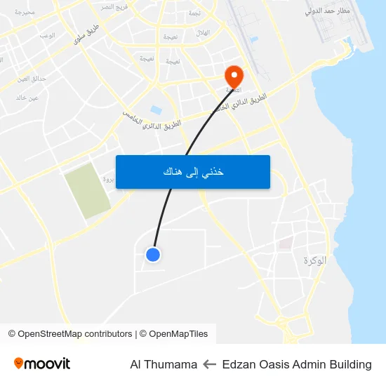 Edzan Oasis Admin Building to Al Thumama map