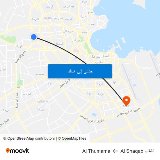 الشقب Al Shaqab to Al Thumama map
