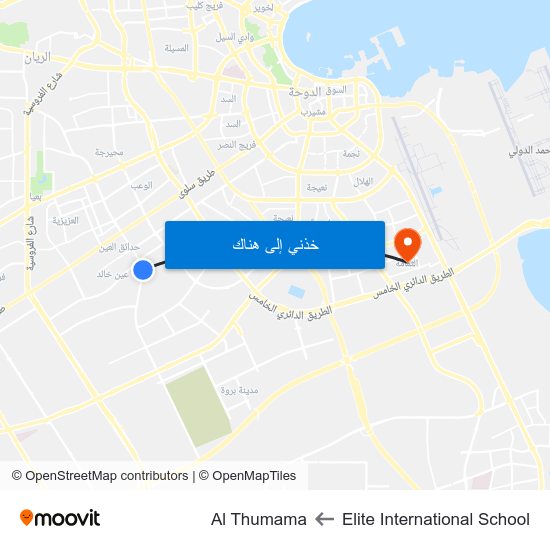 Elite International School to Al Thumama map