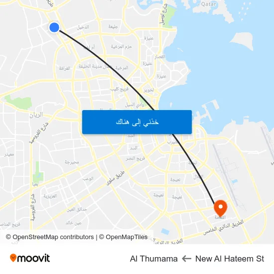 New Al Hateem St to Al Thumama map