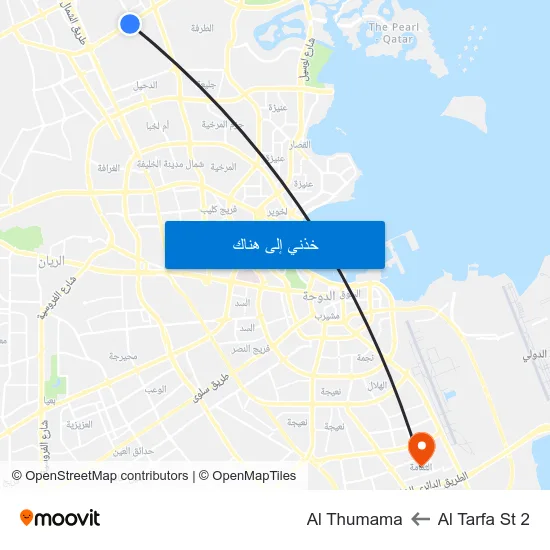 Al Tarfa St 2 to Al Thumama map