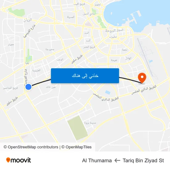 Tariq Bin Ziyad St to Al Thumama map