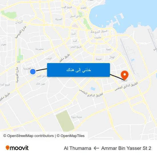 Ammar Bin Yasser St 2 to Al Thumama map