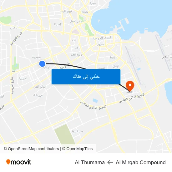 Al Mirqab Compound to Al Thumama map