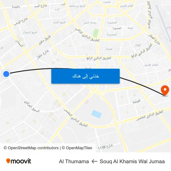 Souq Al Khamis Wal Jumaa to Al Thumama map