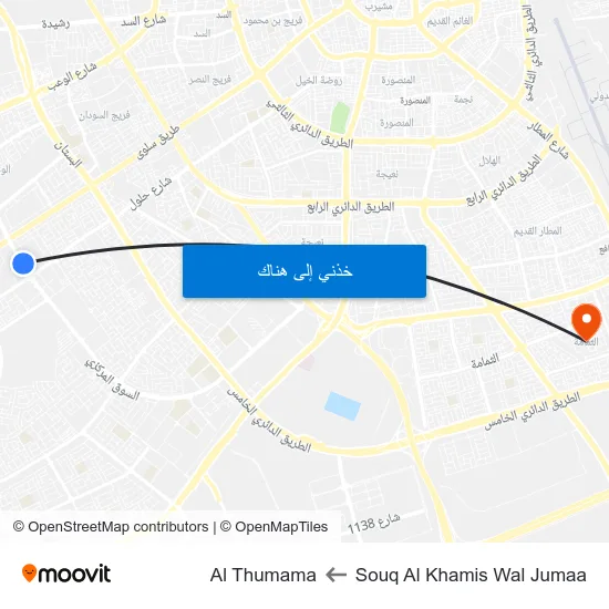 Souq Al Khamis Wal Jumaa to Al Thumama map